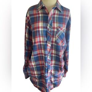 Vtg Wilderness Plaid soft Cotton Button Up Flannel Shirt L  camping outdoors